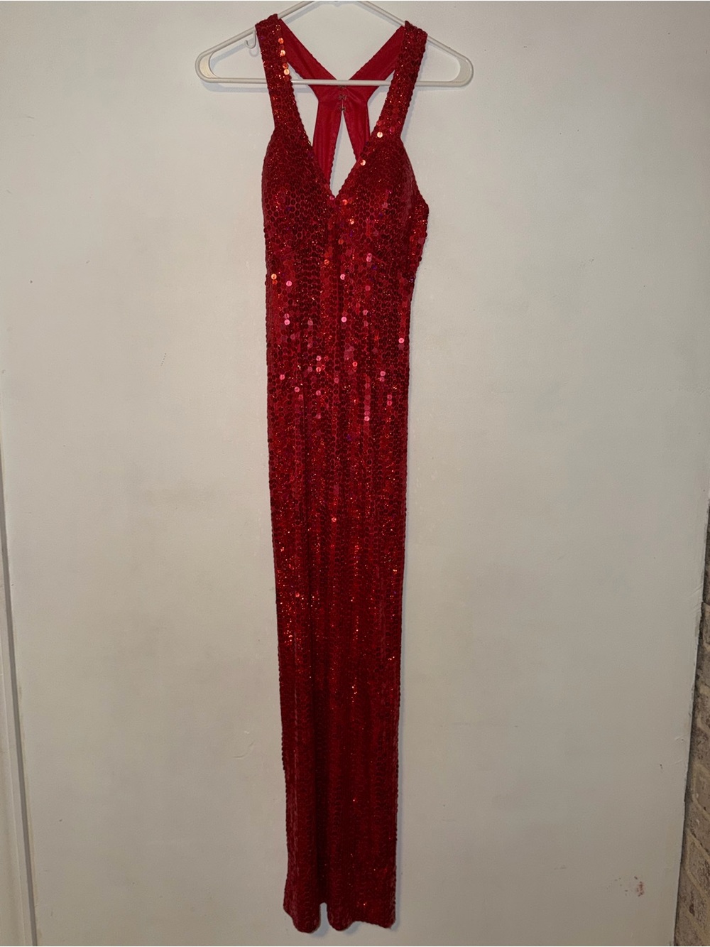 Papell Boutique Red Sequin Evening Dress